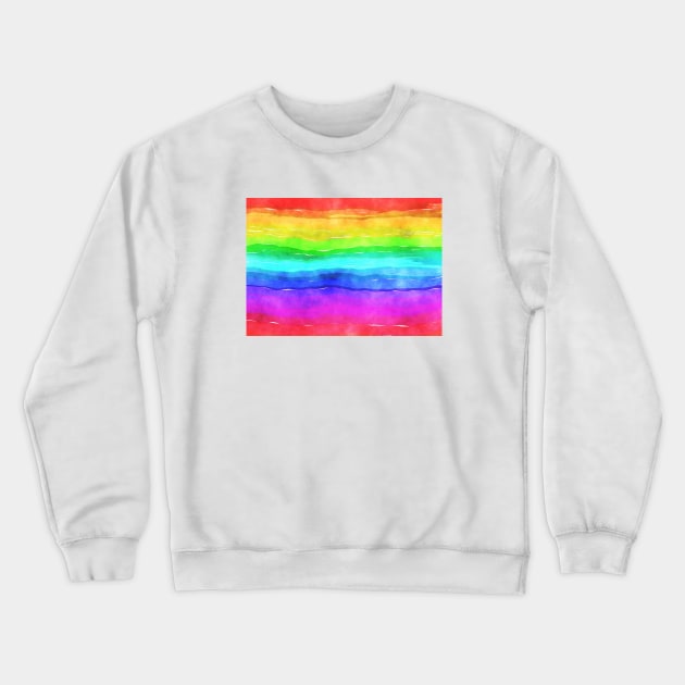 Rainbow Watercolor Stripes Crewneck Sweatshirt by StripePatterns
